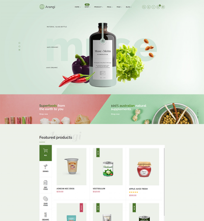 Arangi - Organic & Healthy Products Magento 2 Theme  - Style 1